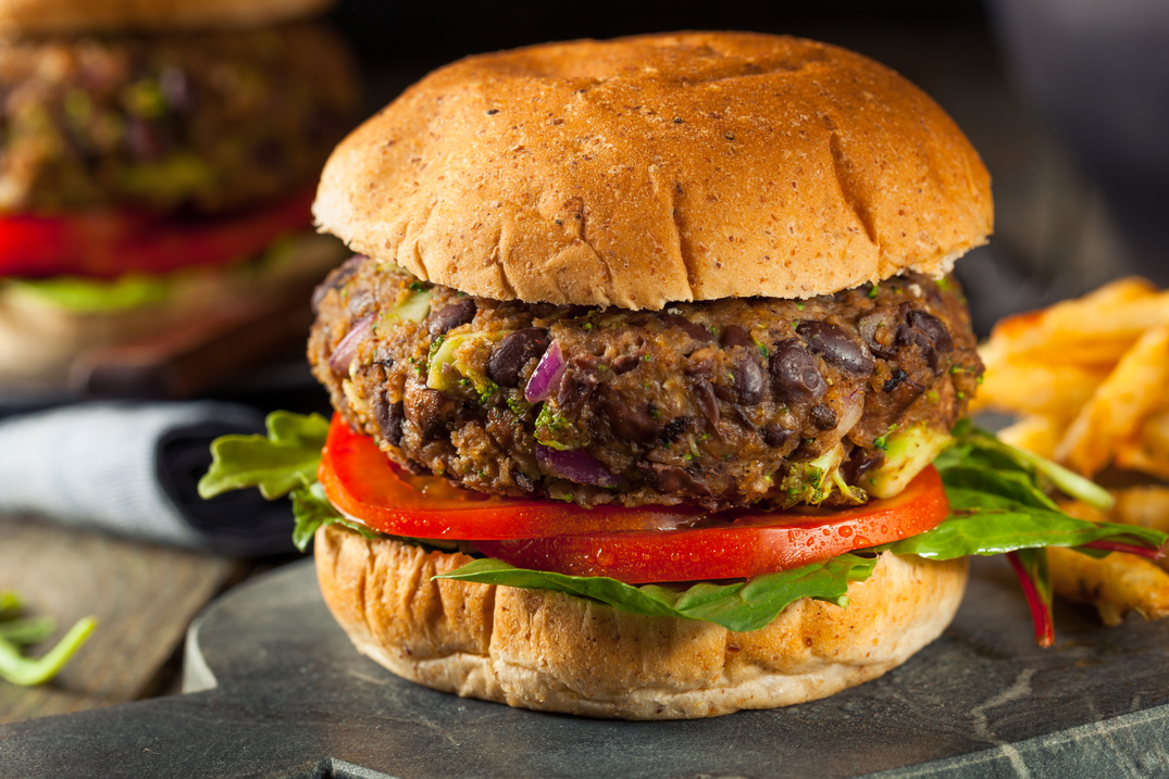 Vegan Homemade Portabello Mushroom Black Bean Burger