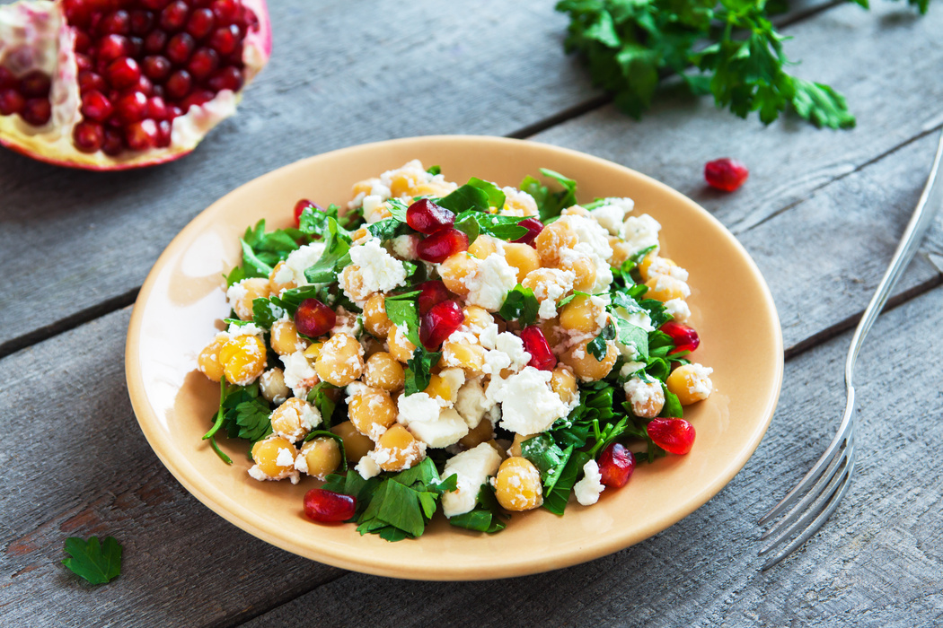 Chickpea salad with feta cheese